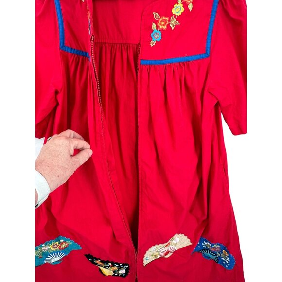 Go Softly Patio Robe‎ Housedress Womens Small Housecoat Embroidered Grannycore - Picture 10 of 13